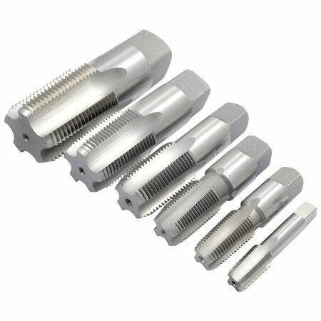 Hhip 6 Piece 1/8-1 in. Carbon Steel NPT Taper Pipe Tap Set 1011-3307